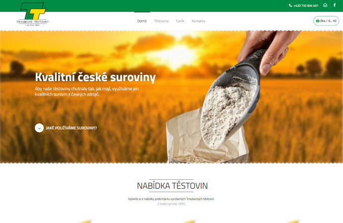 Troubecké těstoviny - reference, webdesign, tvorba www
